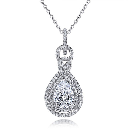 Halo Pear Cut Infinity Pendant Necklace Shineofidamond