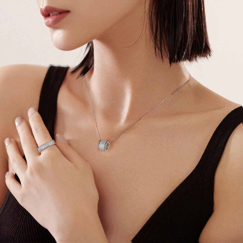 Round Cut Paved Moissanite 18k Gold Plated Band Carly Jewelry