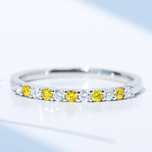 Two Tone Design 18k White Gold Plated Band Shine of Diamond