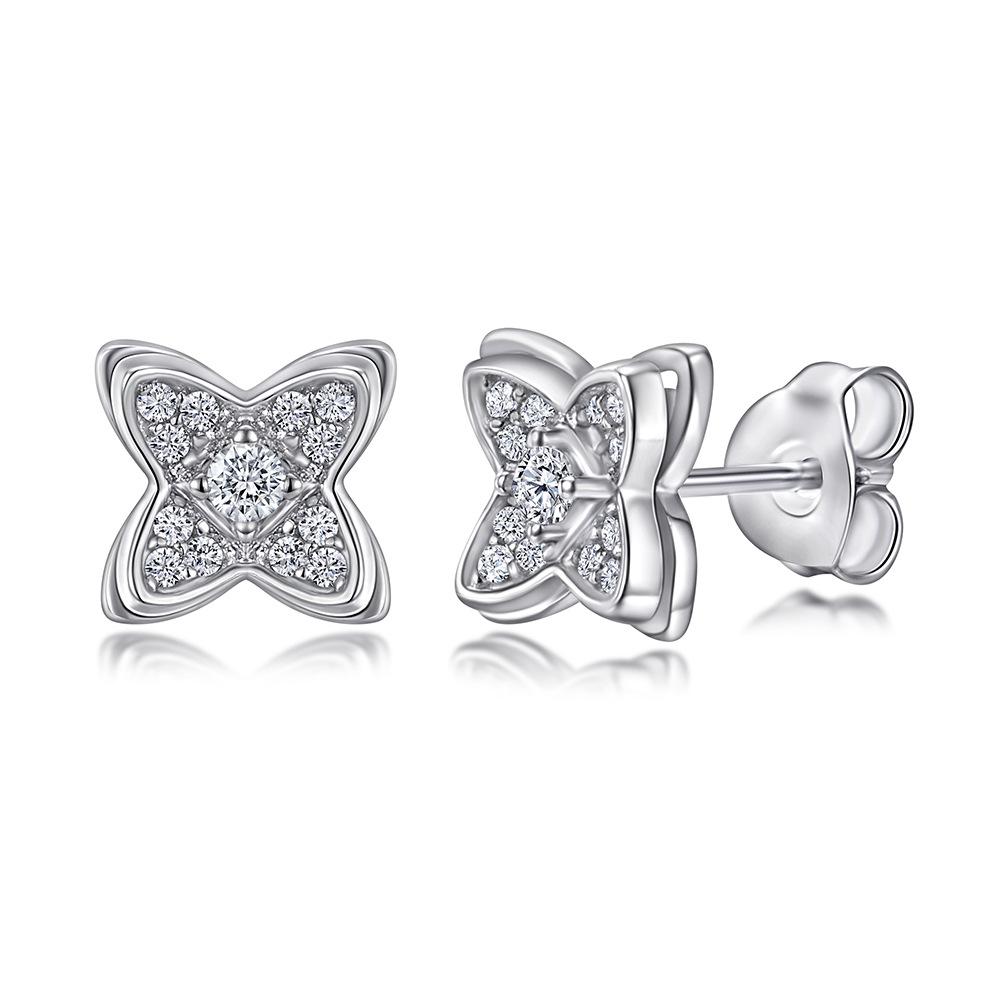 Four Leaves Clover Stud Earrings Shineofidamond