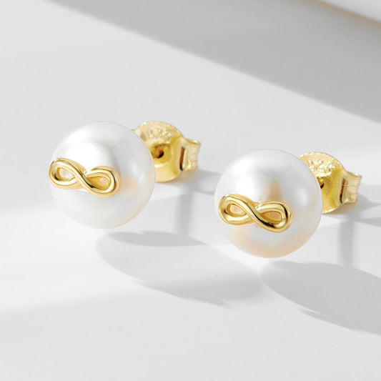 Infinity Pearls Sterling Silver Stud Earrings Carly Jewelry
