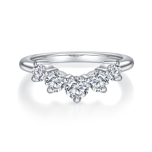 V Shape Moissanite Stackable Band in Sterling Silver shine of diamond
