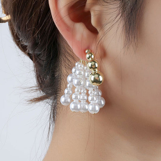 Elegant Pearl Fringe Drop Earrings Dobrilajewelry