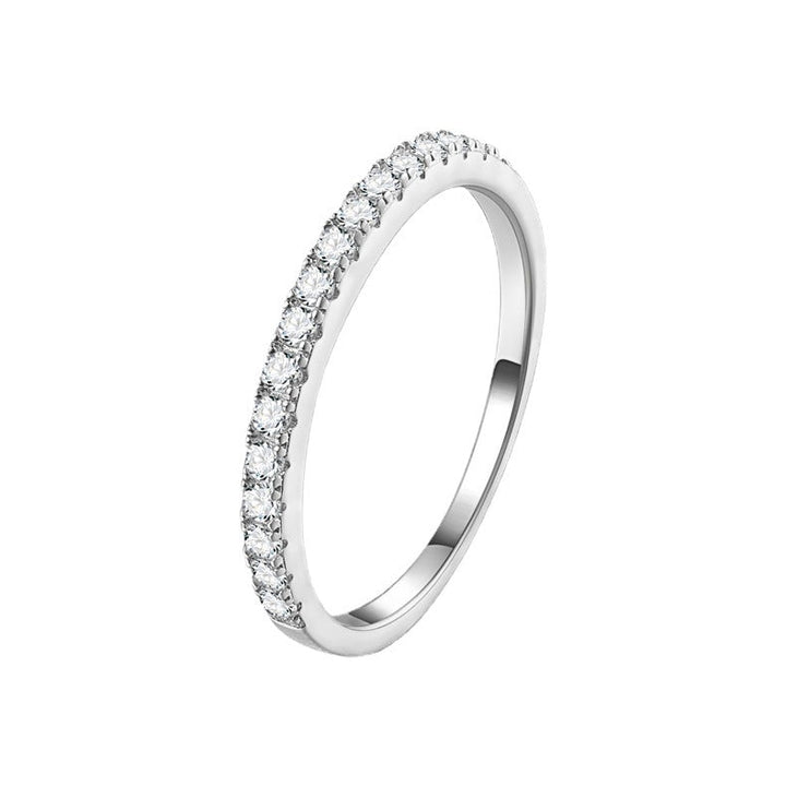 Classic D Color Half Eternity Moissanite Sterling Silver Wedding Band Shineofdiamond