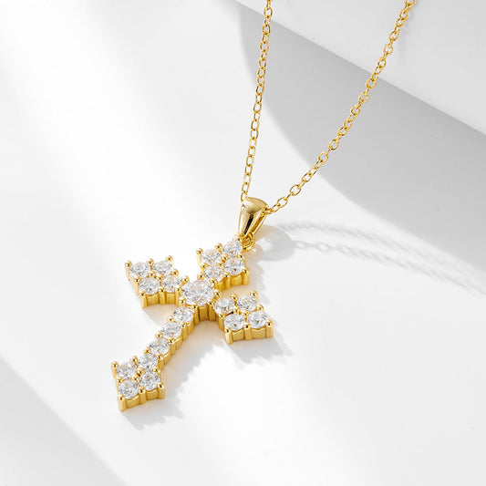 Stunning Cross Sterling Silver Pendant Necklace Shine of Diamond