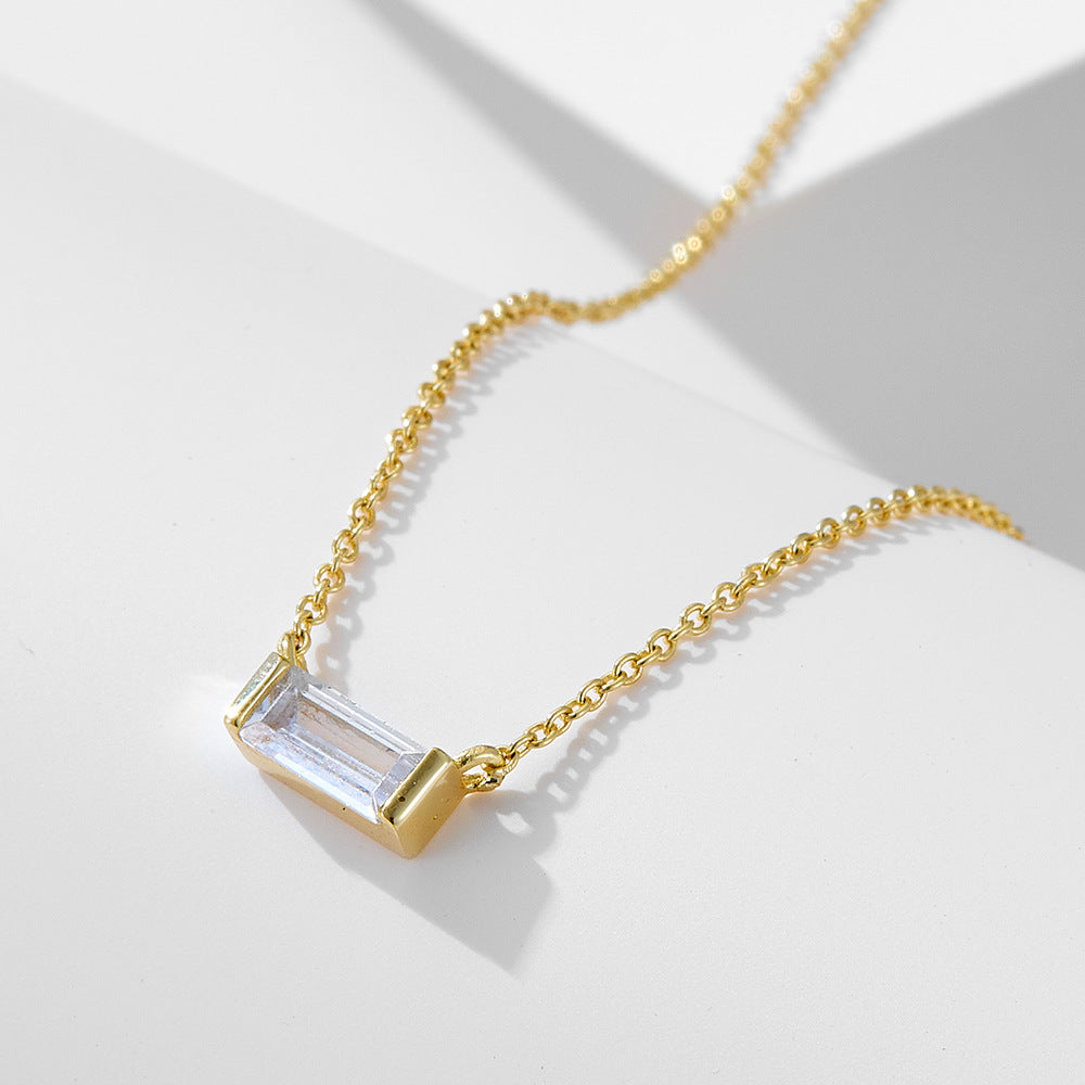 Simple design 925 Sterling Silver birth stone necklace Shine of Diamond
