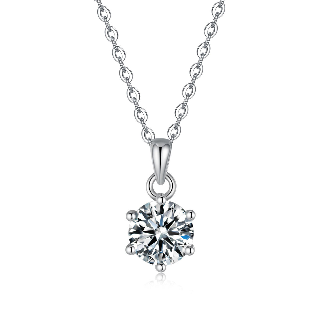 Timeless Deesign 6 Prong Moissanite Necklace Shine of Diamond