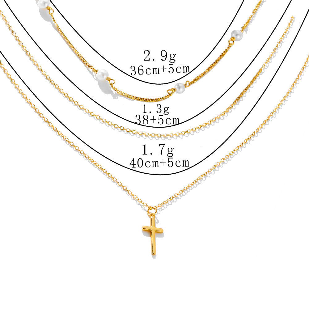 Vintage Layered Sterling Silver Necklace in Golden Color shine of diamond