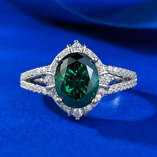 Luxury Oval Cut Paraiba Tourmaline Sterling Silver Engagement Ring shine of diamond