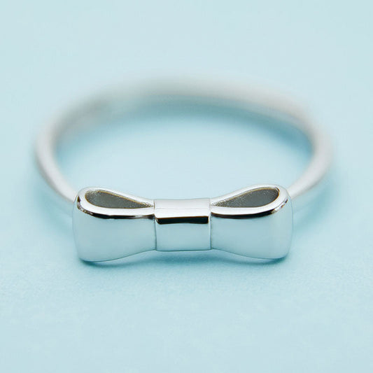 Bowknot Design Sterling Silver Adjustable Ring For Her Dazzleyesjewelry