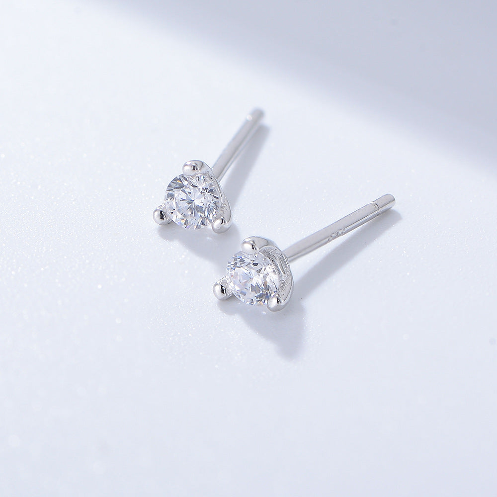 3 Prog Stud Earrings in Sterling Silver Shine of Diamond