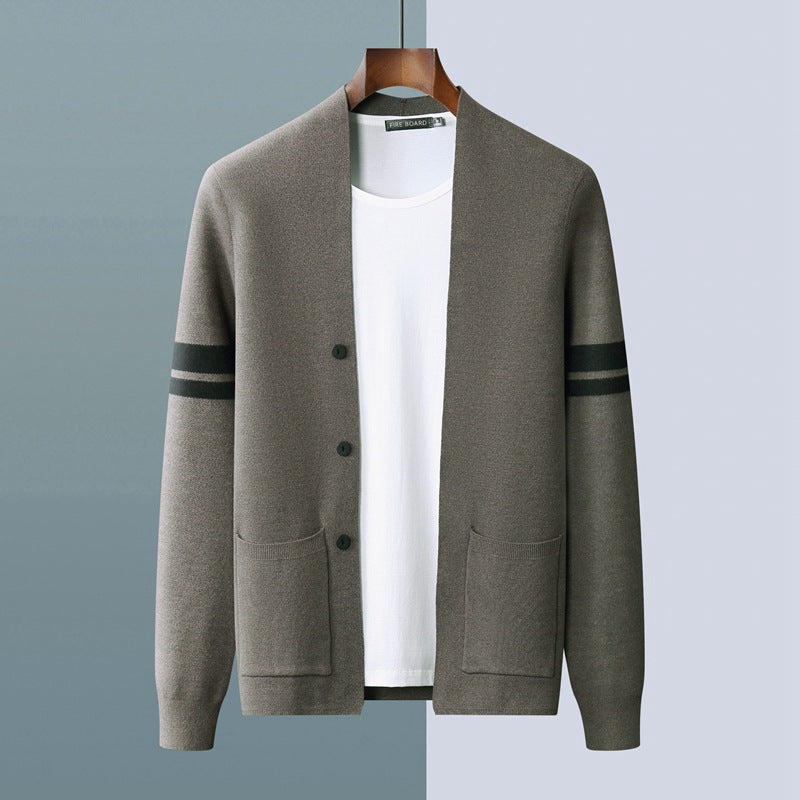 Striped Knit Open Front - Cardigan