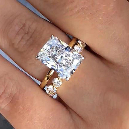 Stunning Radiant Cut Bridal Set In Sterling Silver Shineofdiamond