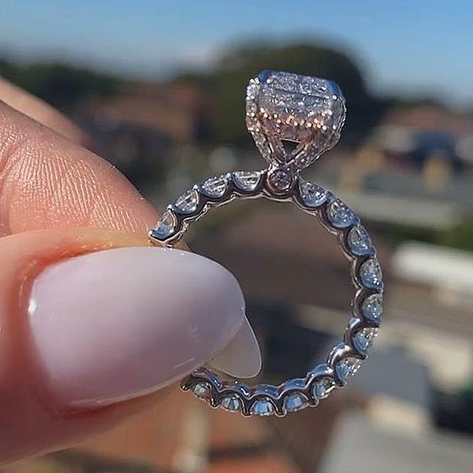 Stunning Radiant Cut Engagement Ring In Sterling Silver Shineofidamond
