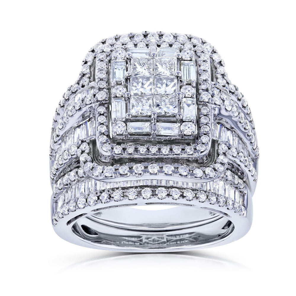 Gorgeous Halo Princess Cut Sterling Silver Wedding Bridal Sets Shineofdiamond
