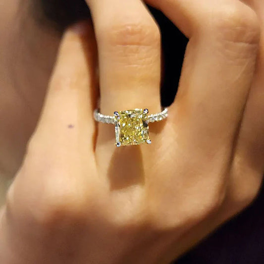 Elegant Radiant Cut Sterling Silver Engagement Ring Shineofdiamond