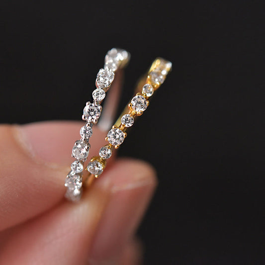 Special Price Classic Half Eternity Band in Sterling Silver in Silver / Golden Color Shineofdiamond