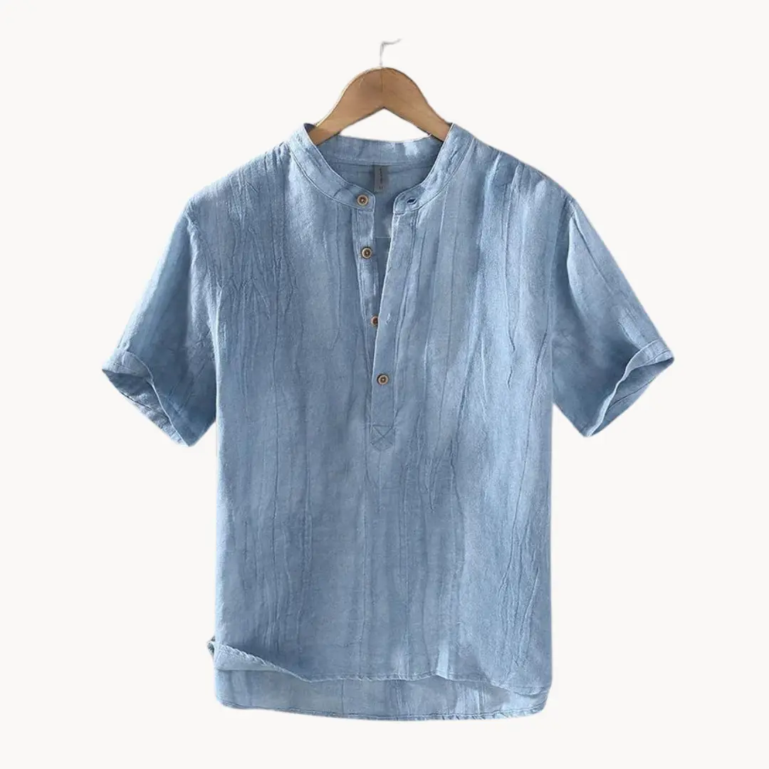 Ocean Blue Pure Linen Button-Down - Shirt CASA LARO