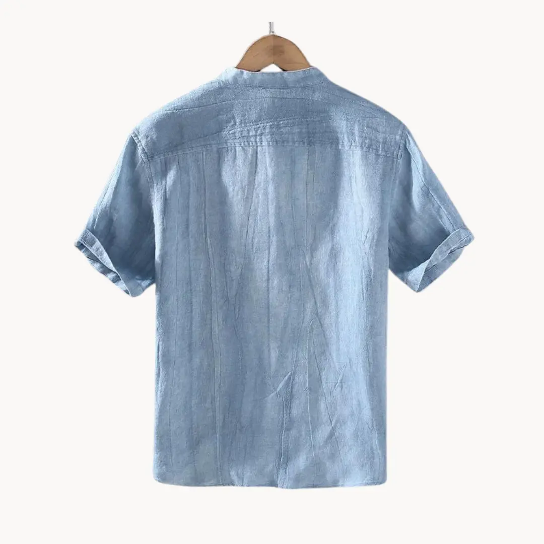 Ocean Blue Pure Linen Button-Down - Shirt CASA LARO