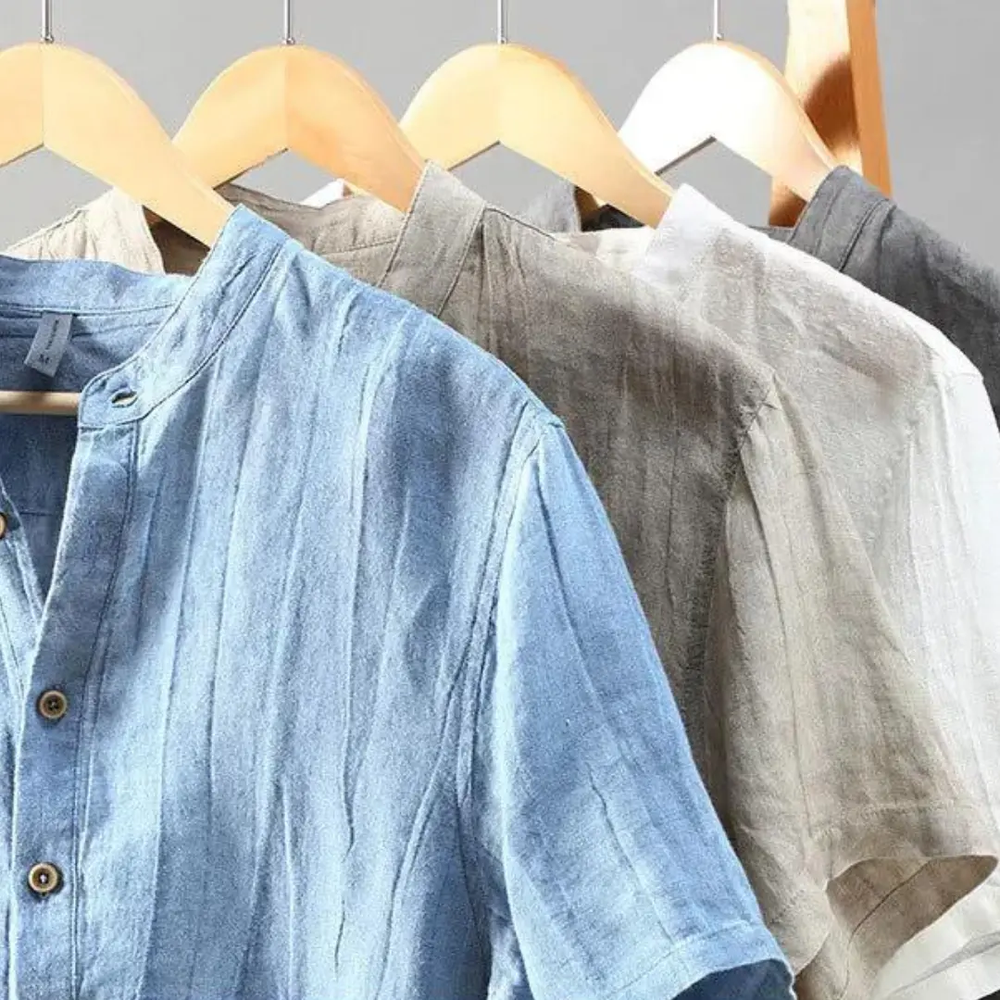 Ocean Blue Pure Linen Button-Down - Shirt CASA LARO