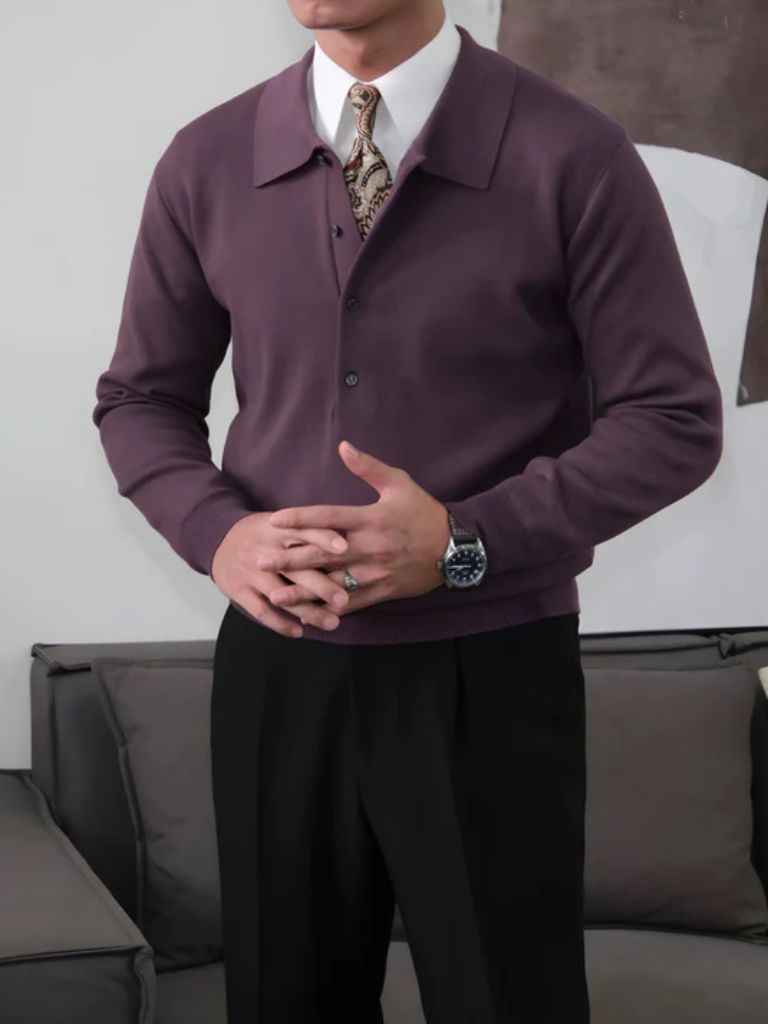 Old Money Knit Polo Pullover - Casa  Laro CASA LARO