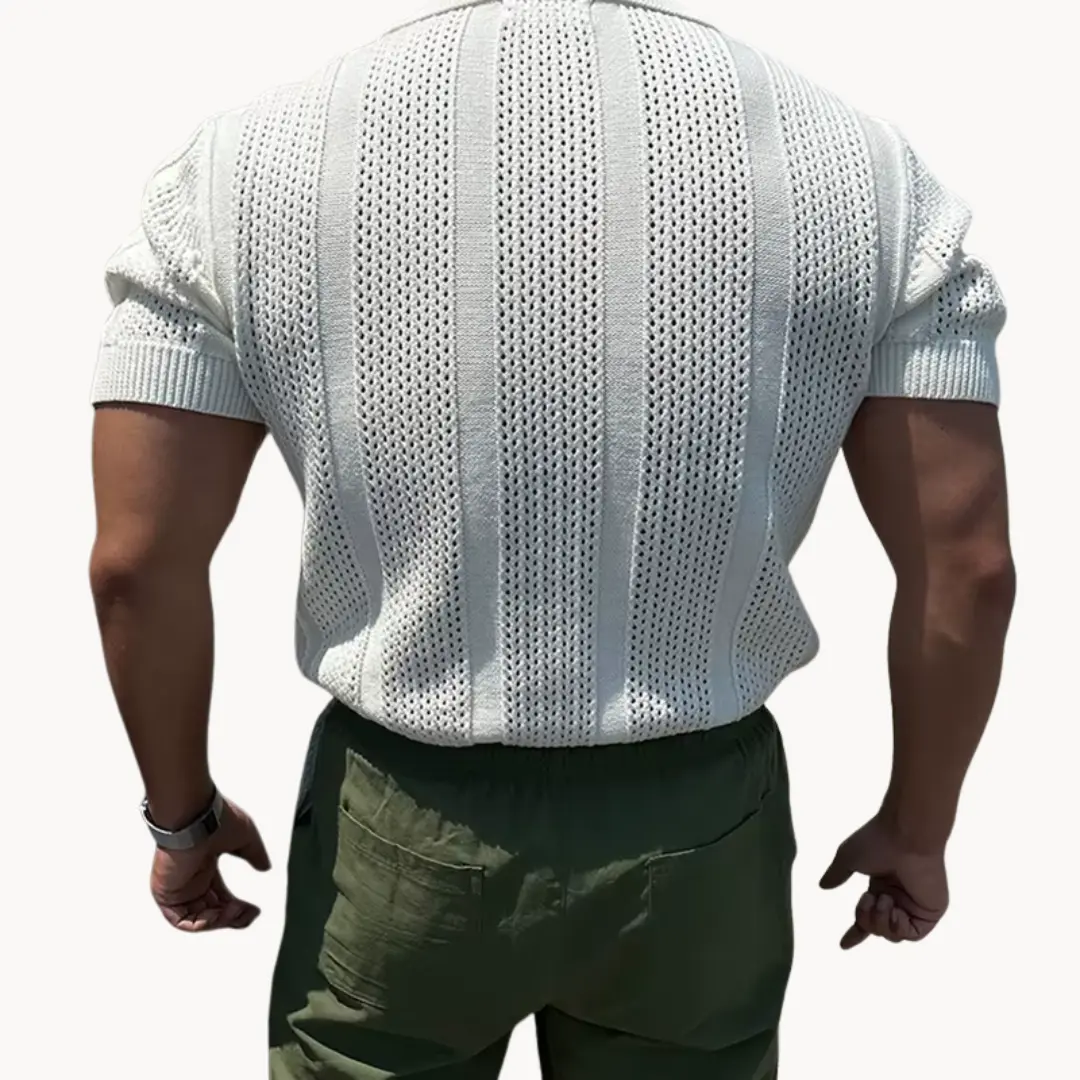 Open Collar Sheer Mesh - T-Shirt CASA LARO