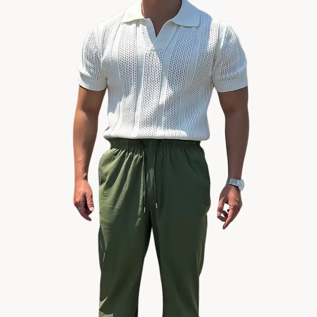 Open Collar Sheer Mesh - T-Shirt CASA LARO