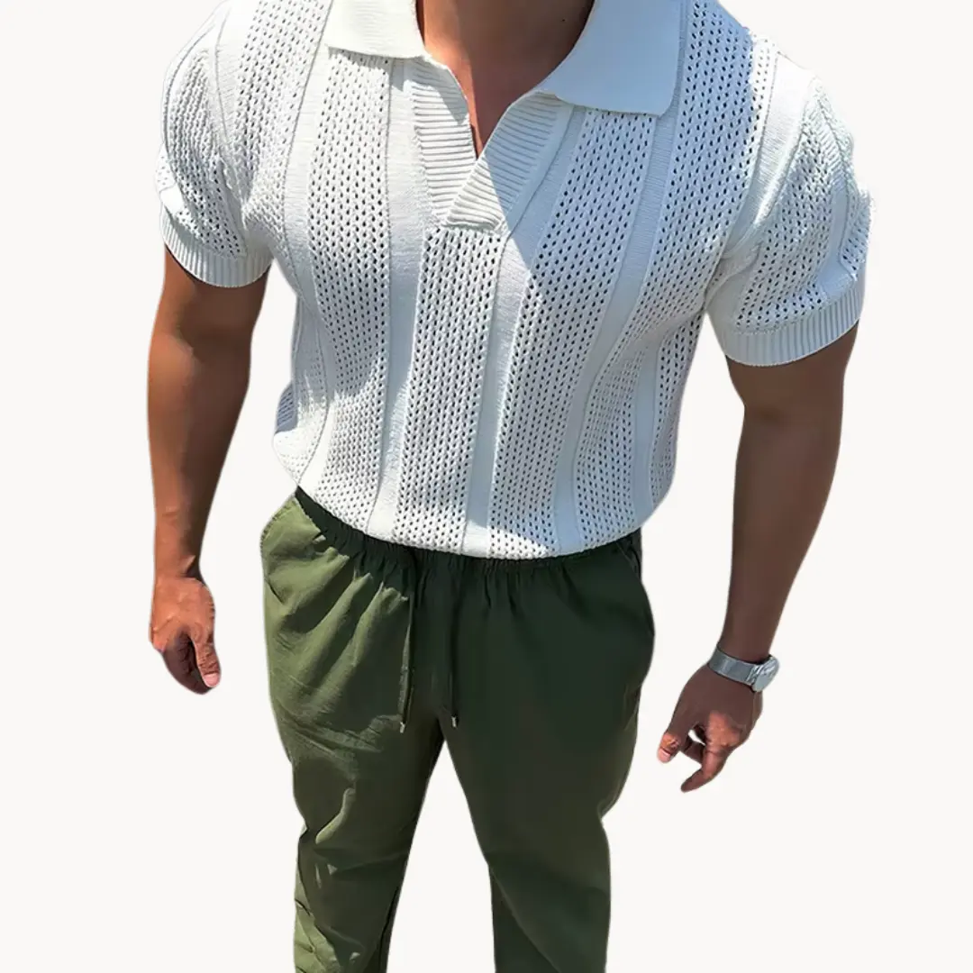 Open Collar Sheer Mesh - T-Shirt CASA LARO