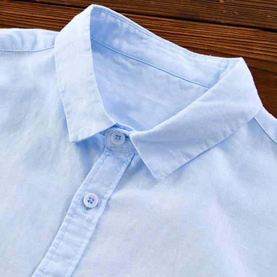 Cotton-Linen Blend Button-Up - Shirt