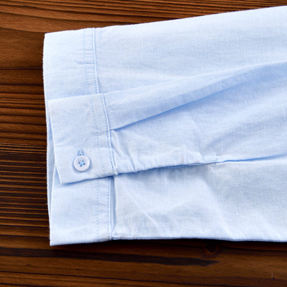 Cotton-Linen Blend Button-Up - Shirt