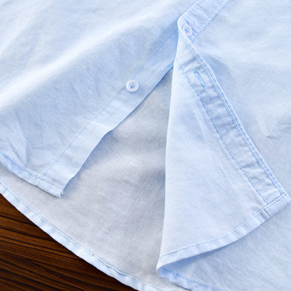 Cotton-Linen Blend Button-Up - Shirt