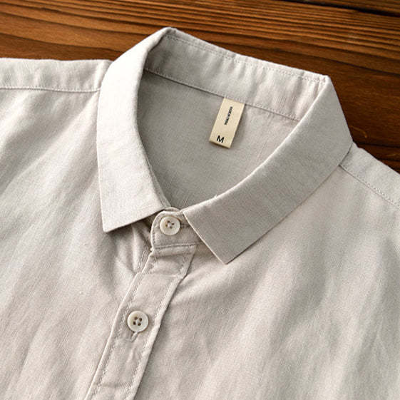 Cotton-Linen Blend Button-Up - Shirt