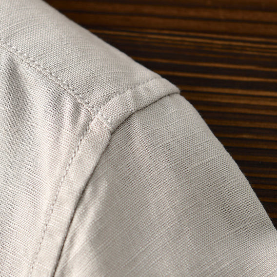 Cotton-Linen Blend Button-Up - Shirt