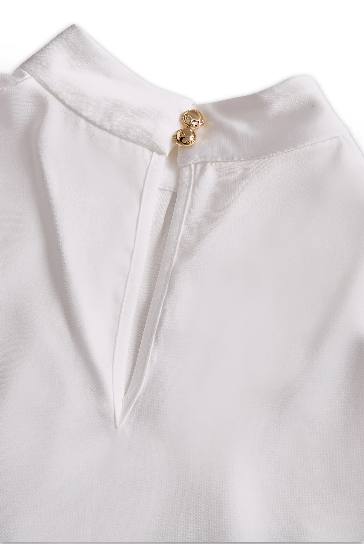 Pleated High-Neck Satin Long-Sleeve Officewear - Blouse CASA LARO