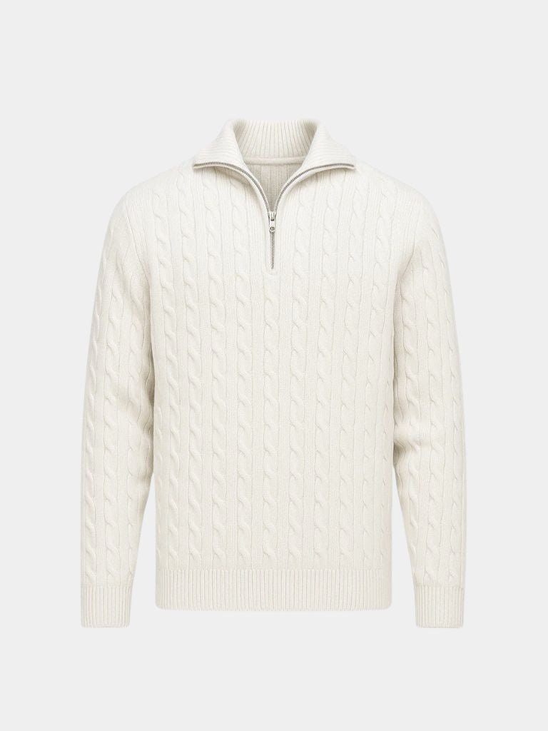 Premium Cable-Knit Zip Neck Sweater - Casa  Laro CASA LARO