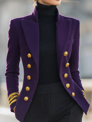 Purple Double-Breasted Military-Inspired Tailored Fit - Blazer CASA LARO