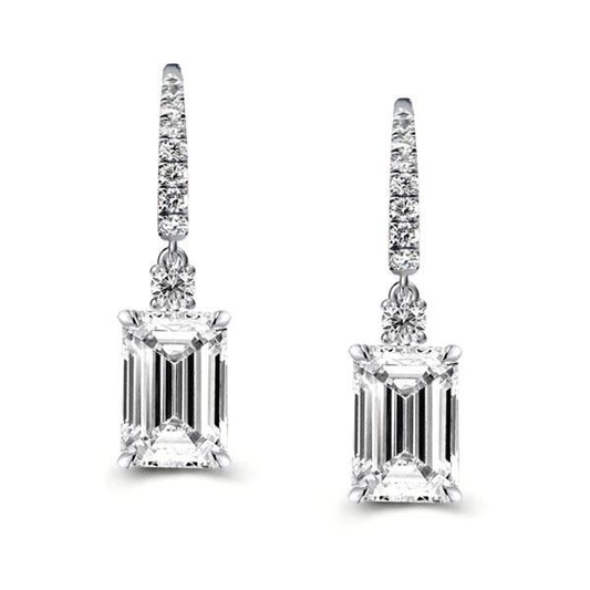 Emerald Cut 925 Sterling Silver Drop Earrings wonderingjewelry