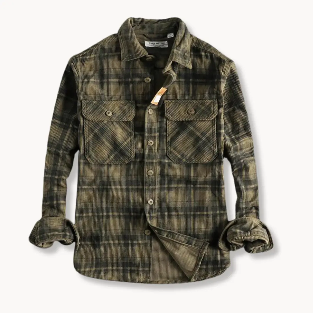 Retro Plaid Corduroy - Flannel Shirt CASA LARO