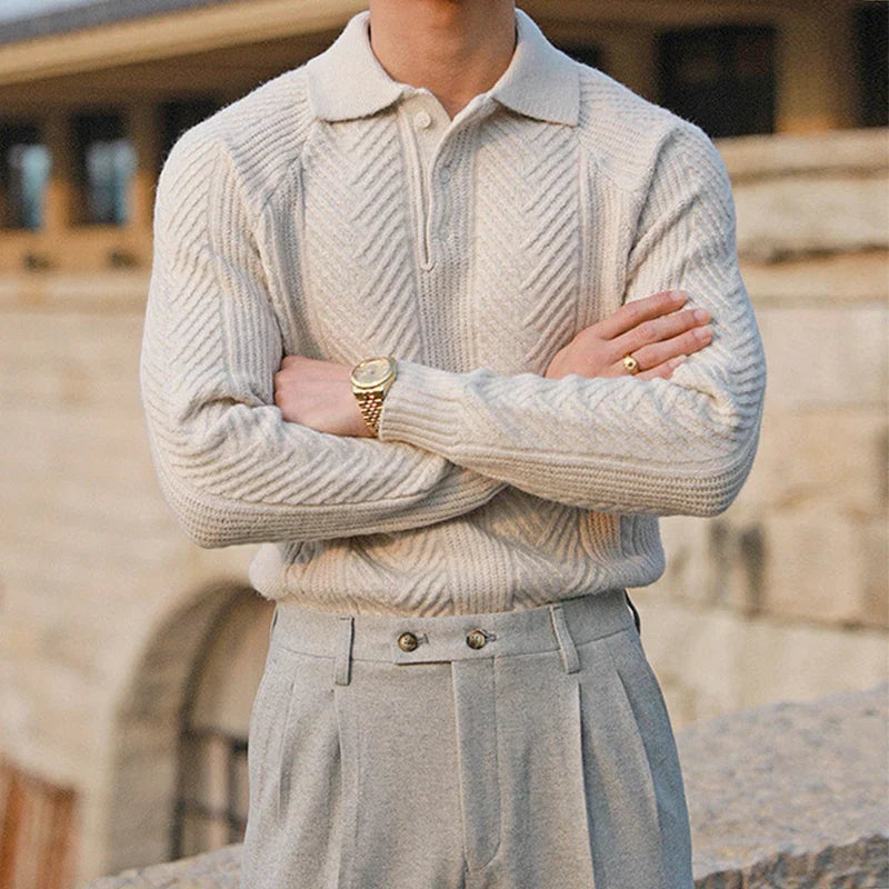Collared Ribbed Knit - Sweater
