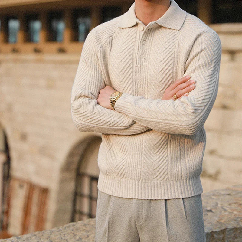 Collared Ribbed Knit - Sweater
