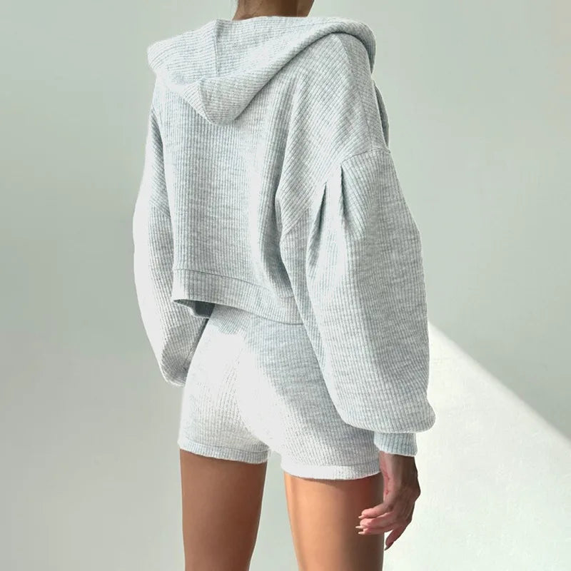 Ribbed Knit Loungewear - Two-Piece Set