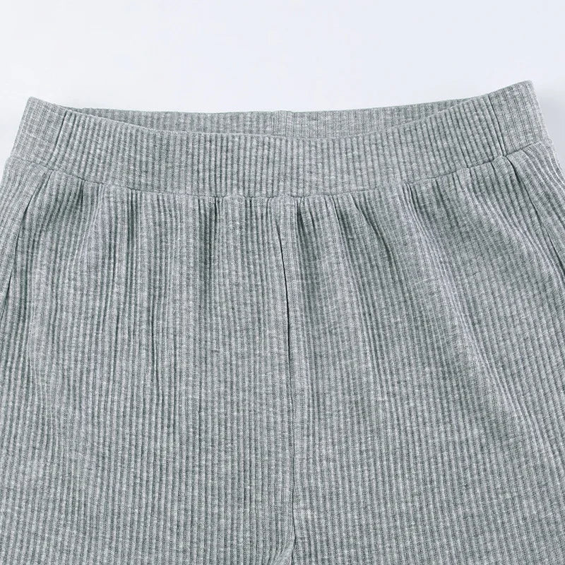Ribbed Knit Loungewear - Two-Piece Set