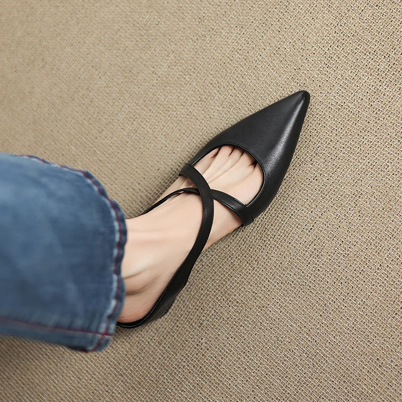 Siena Leather Cross-Strap - Mules