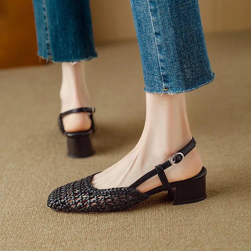 Woven Leather - Heels