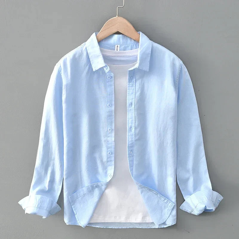 Cotton-Linen Blend Button-Up - Shirt