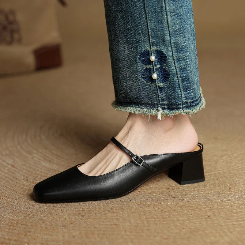 Leather Pointed Toe - Heels