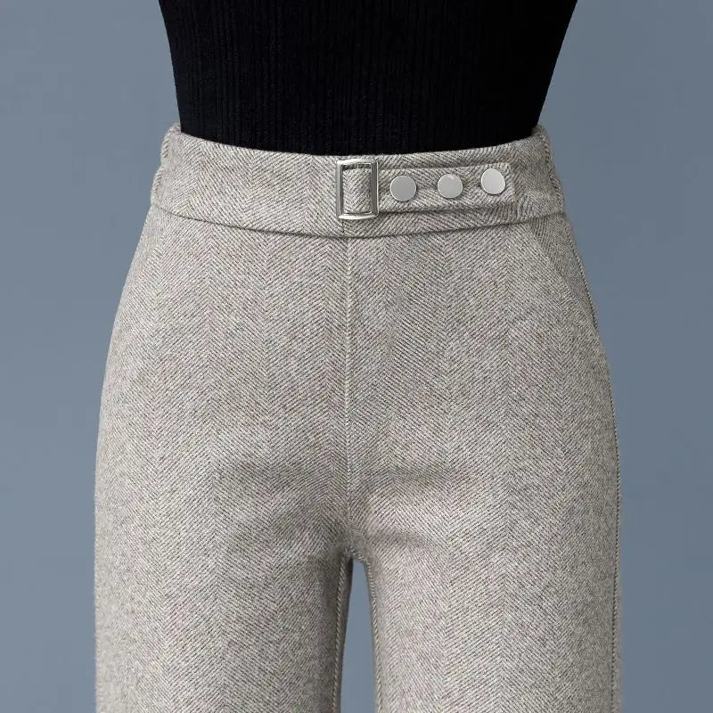 Herringbone Tailored Straight-Leg - Pants