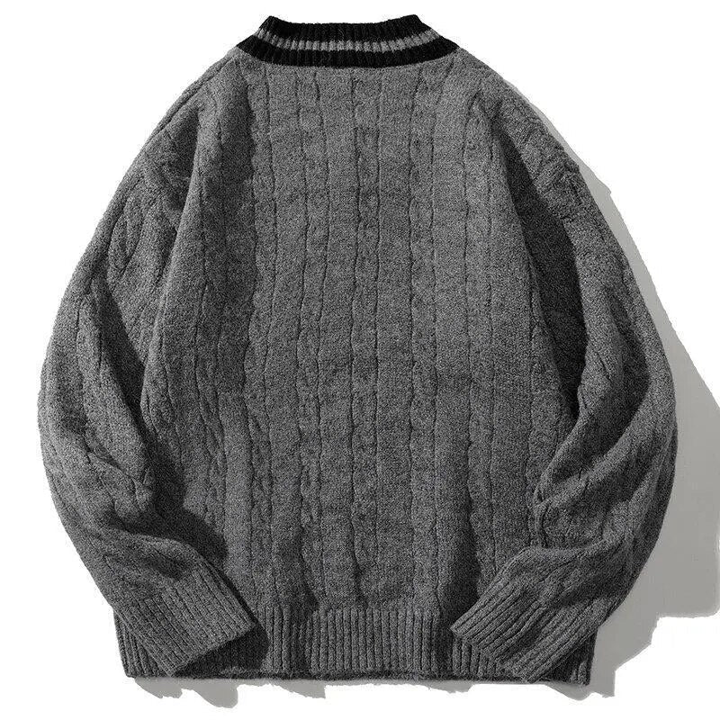 Oversized Knitted V-Neck - Sweater