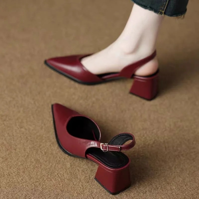 Leather Pointed Stiletto - Heels