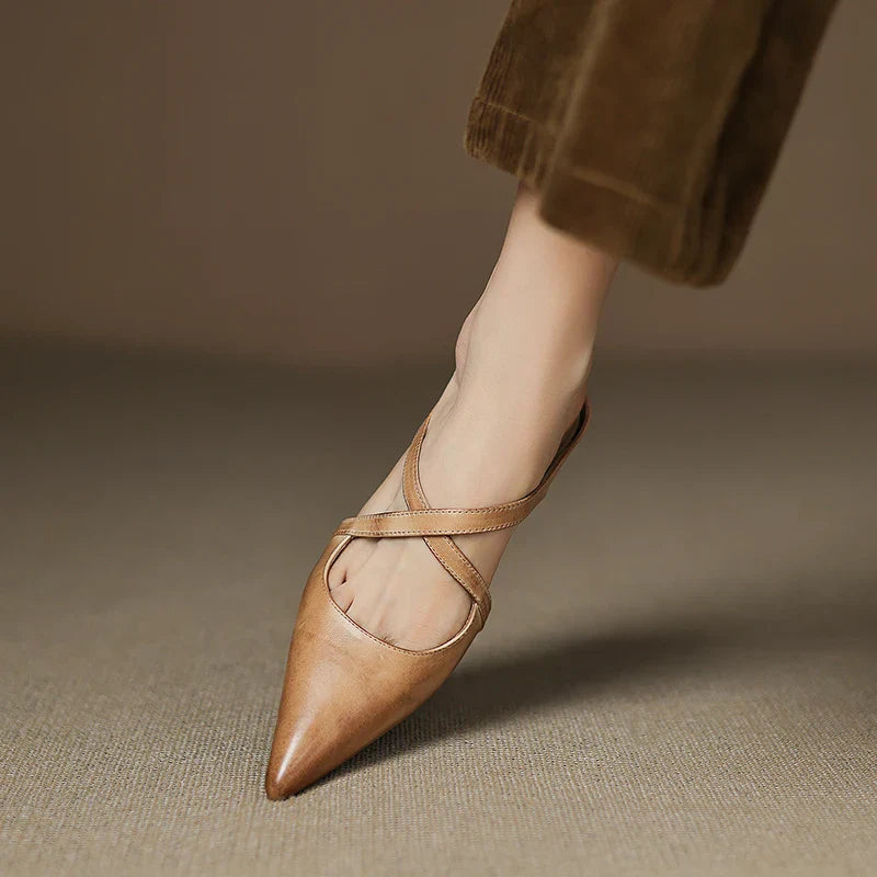 Siena Leather Cross-Strap - Mules